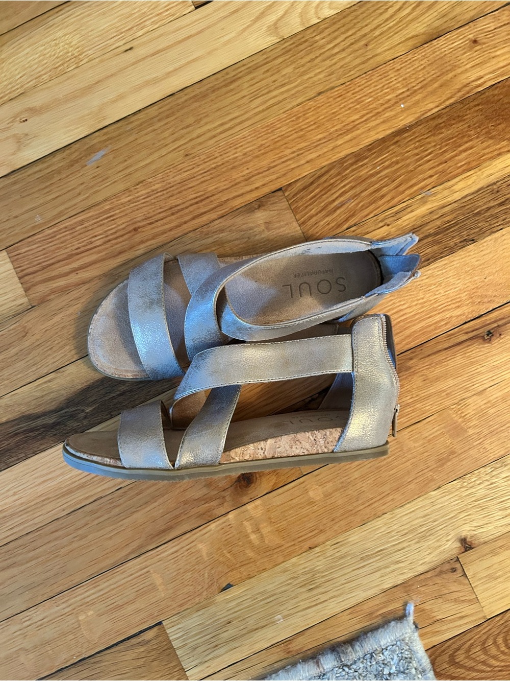 Naturalizer Bronze Metallic Silver Strappy Wedge Sandals